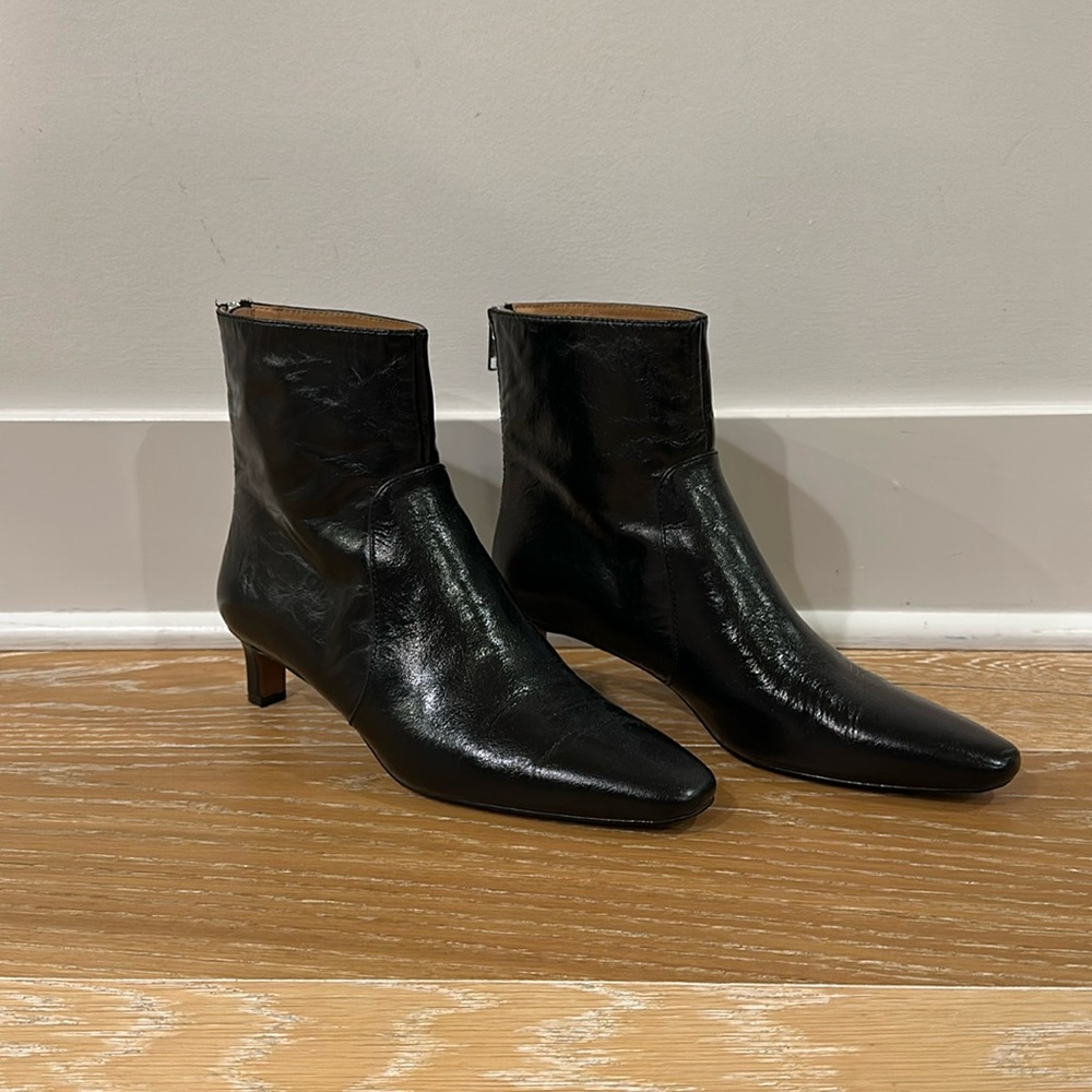 Madewell dimes boot, crinkle black leather 8.5, worn once!